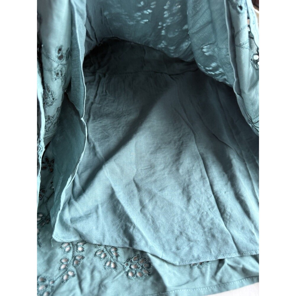 Anthropologie Daniel Rainn Eyelet Boho Tunic Blouse Women Size S Green New - Picture 8 of 9